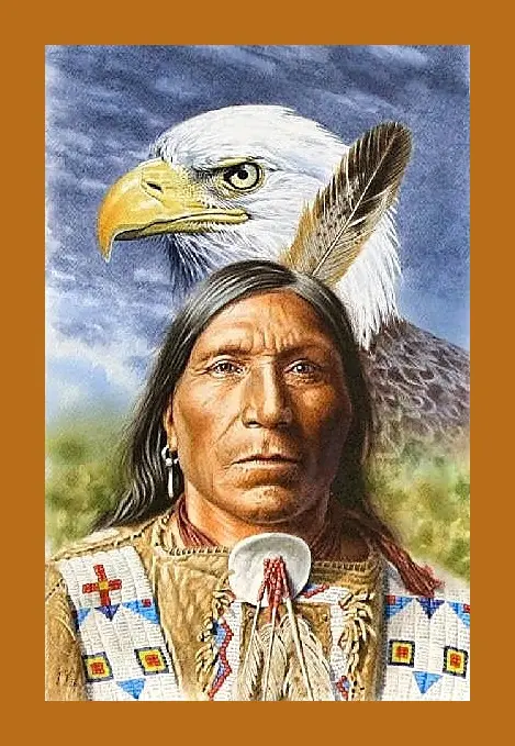 Indián — obraz Jiřího Grbavčice, akvarel na papíru, 2026